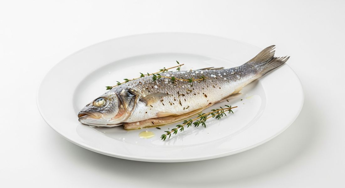 Sea bass baked in olive oil, a Tayyibat diet recipe